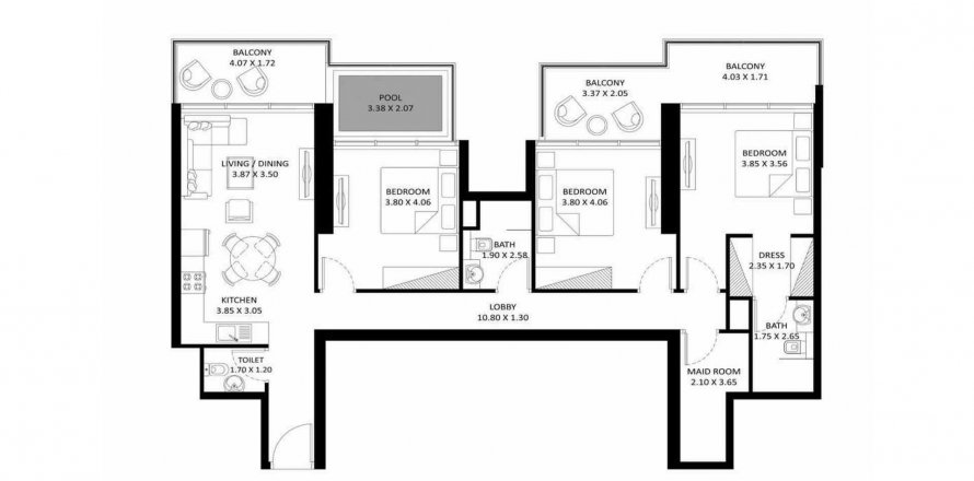 Wohnung ELITZ 2 in Jumeirah Village Circle, Dubai, VAE: 3 Schlafzimmer, 138.69 m2 Nr. 303634