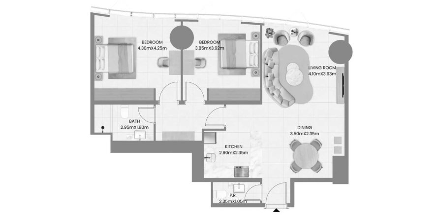 Wohnung in Al Reem Island, Abu Dhabi, VAE: 2 Schlafzimmer, 89.37 m2 Nr. 733875