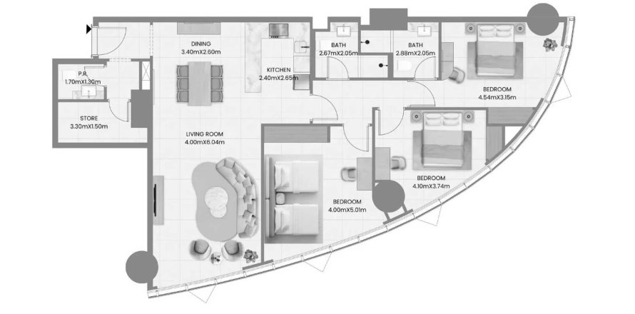 Huoneisto LEAF TOWER Al Reem Island, Abu Dhabi, Arabiemiraatit 3 makuuhuonetta, 121.61 m2 № 733879