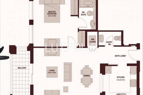 Wohnung zum Verkauf in Old Town, Dubai, VAE 1 Schlafzimmer, 85 m2 Nr. 627524 - Foto 8