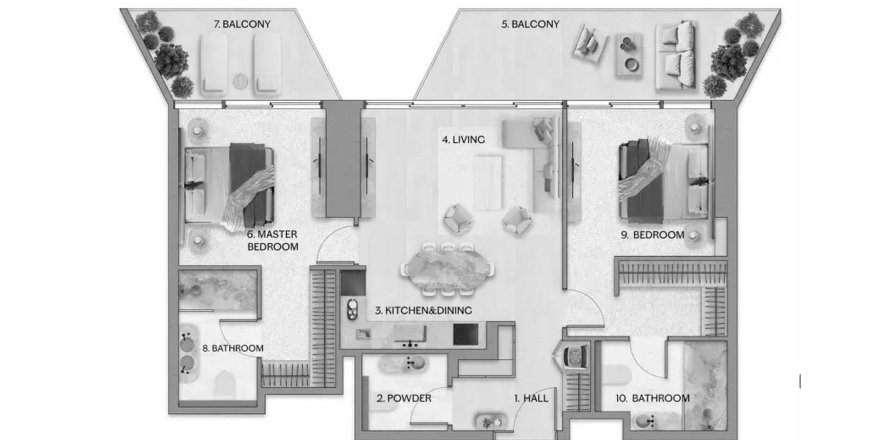 Appartement in Al Reem Island, Abu Dhabi, VAE 2 slaapkamers, 115.66 vr.m. nr 688124