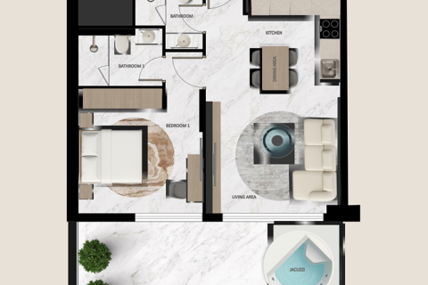 Пәтер Dubai Land, Дубай, БАӘ-да 1 жатын бөлме, 71 м² № 732432 - фото 5