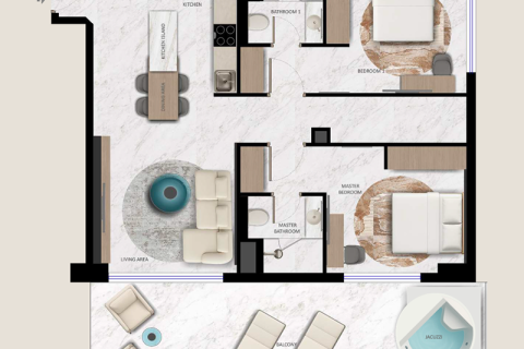 Пәтер Dubai Land, Дубай, БАӘ-да 1 жатын бөлме, 71 м² № 732432 - фото 7