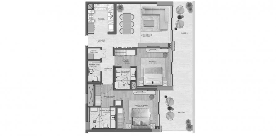 Floor plan «TYPE 01», 2 bedrooms, in Flora Isle