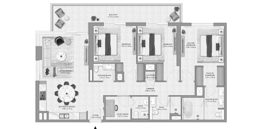 Huoneisto Greencrest Dubai Hills Estate, Arabiemiraatit 3 makuuhuonetta, 161 m2 № 687020