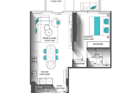 Dubai Land, Dubai, BAE’de satılık daire 1 oda, 38 m² No 732434 - fotoğraf 5