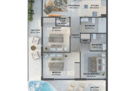Huoneisto Dubai Land, Arabiemiraatit 1 huone, 43 m2 № 732425 - kuva 7
