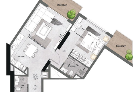 Apartemen di Dubai Land, UEA 1 ruangan, 39 m2 nomor 732358 - foto 8