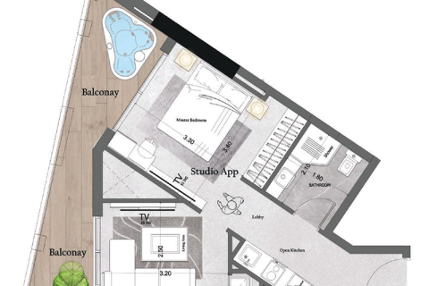 Apartemen di Dubai Land, UEA 1 ruangan, 39 m2 nomor 732358 - foto 7