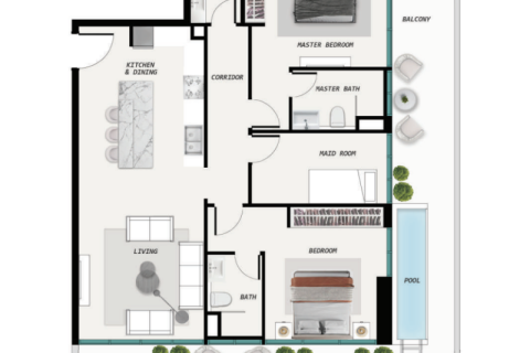 Huoneisto Dubai, Arabiemiraatit 1 makuuhuone № 690218 - kuva 8