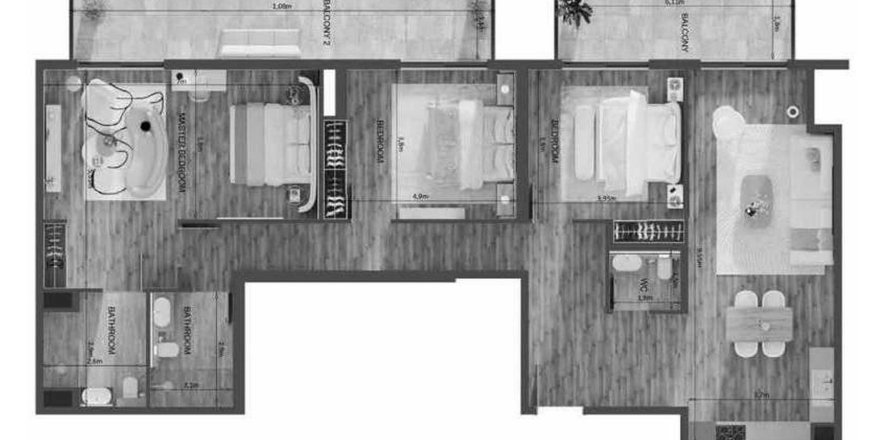Apartemen di Mayfair Residence di Jumeirah Village Circle, Dubai, UEA 3 kamar tidur, 185 m2 nomor 657140