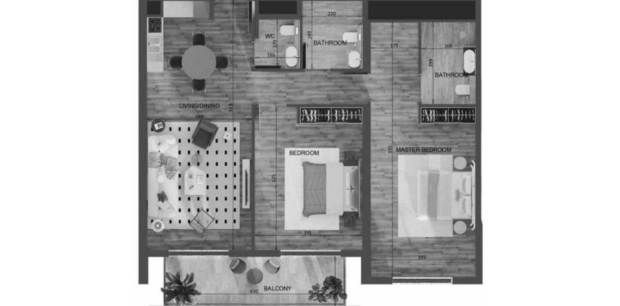 Apartament në Mayfair Residence në Jumeirah Village Circle, Dubai, Emiratet e Bashkuara Arabe 2 dhoma gjumi, 124 m2. № 657139