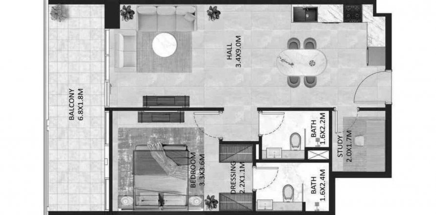 Apartemen di SQUAREX RESIDENCE di Jumeirah Village Circle, Dubai, UEA 1 kamar tidur, 73.38 m2 nomor 421522