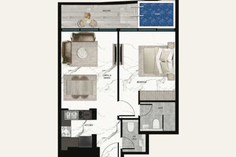 Appartamento in vendita a Majan, Dubai, EAU 1 camera, 38 mq. № 732567 - foto 1