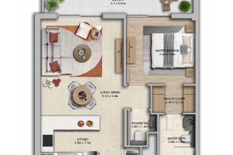 Διαμέρισμα στην Saadiyat Island, Abu Dhabi, ΗΑΕ 1 δωμάτιο, 33 τ.μ. Αρ. 732579 - φωτογραφία 5