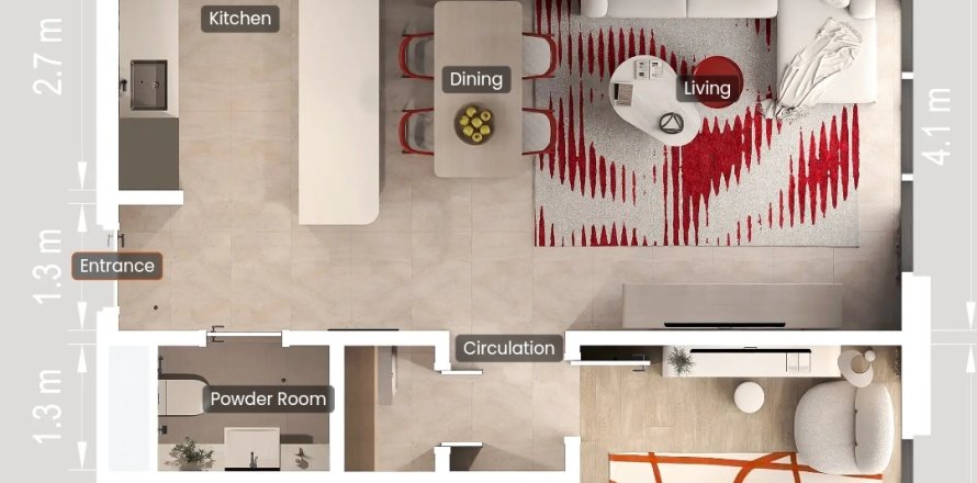 Al Marjan Island、Ras Al Khaimah、UAEにあるマンション 1ベッドルーム、71 m2 No716847