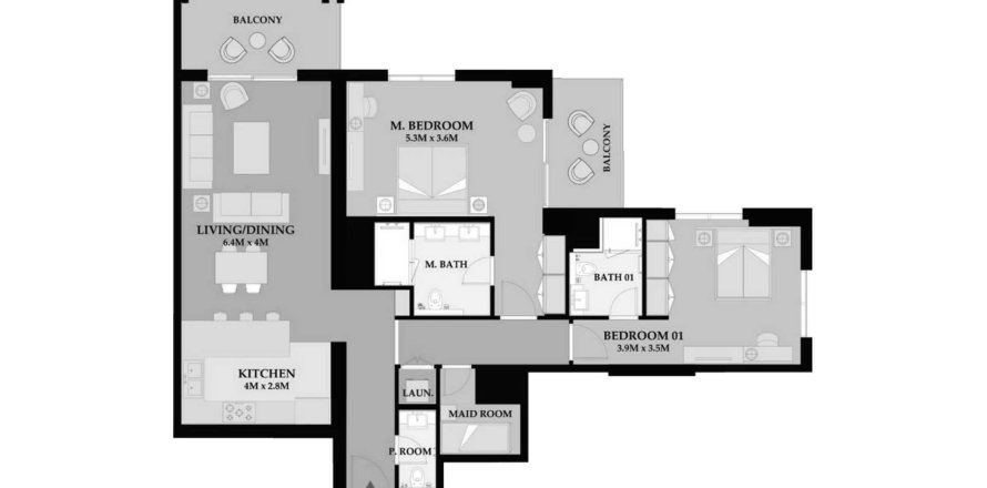 Apartament në Riva Residence në Maritime City, Dubai, Emiratet e Bashkuara Arabe 2 dhoma gjumi, 138.8 m2. № 646170