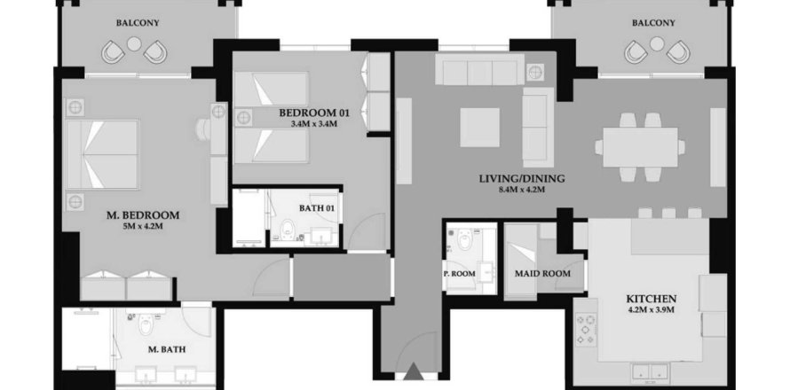 Apartament në Riva Residence në Maritime City, Dubai, Emiratet e Bashkuara Arabe 2 dhoma gjumi, 140.75 m2. № 646172