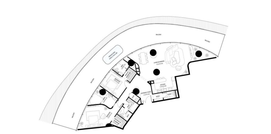 Apartment BUGGATTI RESIDENCES i Business Bay, Dubai, UAE 2 soveværelser, 337 kvm № 292905