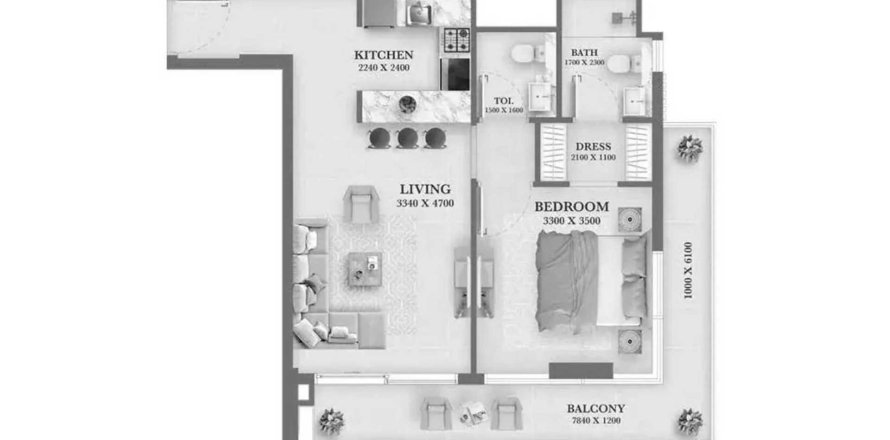 Apartament në AUM 99 në Dubai Residence Complex, Dubai, Emiratet e Bashkuara Arabe 1 dhomë gjumi, 76 m2. № 694586
