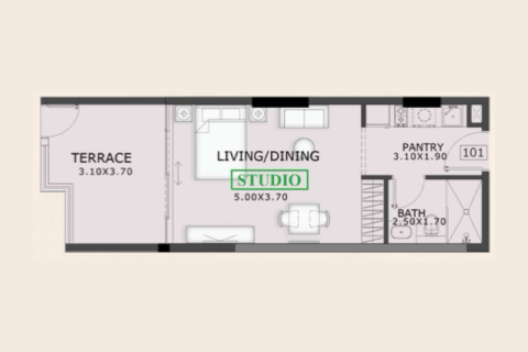 Leilighet til salgs i Jumeirah Village Circle, Dubai, Emiratene 1 rom, 39 kvm Nr. 732648 - Foto 6