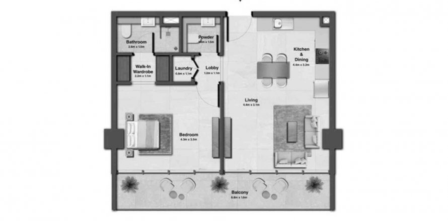 Floor plan «TYPE A11», 1 bedroom, in Sky Hills Residences 3