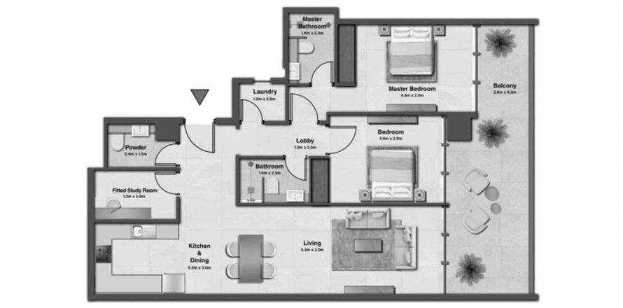 Квартира в Sky Hills Residences 3 в Джумейра Вилладж Серкл, Дубай, ОАЭ 2 спальни, 123.48м2 № 564640