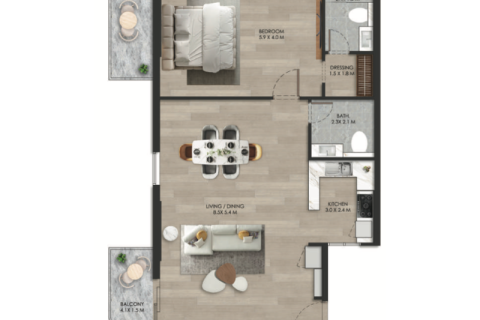 Пәтер Dubai Land, Дубай, БАӘ-да 1 жатын бөлме, 58 м² № 732419 - фото 4