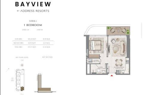 Apartman u Dubai Harbour, Dubai, UAE 1 spavaća soba, 53.14 m2 Br. 762312 - fotografija 11