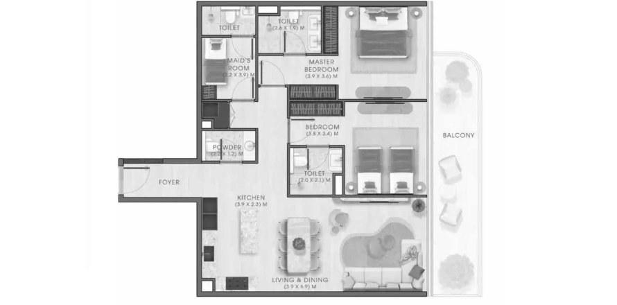 Apartment i Dubai, UAE 2 soveværelser, 165.55 kvm № 700568