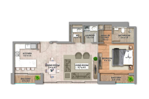 Apartemen di Dubai, UEA 1 kamar tidur, 78 m2 nomor 704479 - foto 24