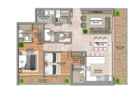 Apartemen di Dubai, UEA 1 kamar tidur, 78 m2 nomor 704479 - foto 25