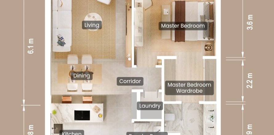 Appartement in Abu Dhabi, VAE 1 slaapkamer, 84 vr.m. nr 716784