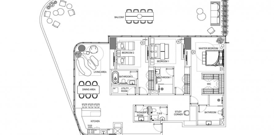 Пәтер Fortune Bay Residences, Al Marjan Island, Рас-эль-Хайма, БАӘ-да 3 жатын бөлмелер, 272.71 м² № 604266