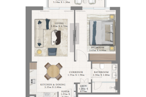 Διαμέρισμα σε Dubai Marina, ΗΑΕ 1 υπνοδωμάτιο, 74 τ.μ. Αρ. 690205 - φωτογραφία 6