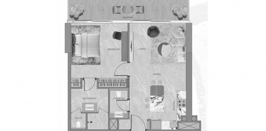 Huoneisto Beverly Grande Motor City, Dubai, Arabiemiraatit 1 makuuhuone, 106 m2 № 621212