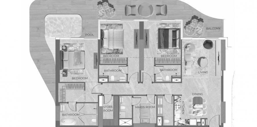 Appartamento a Motor City, Dubai, EAU 3 camere da letto, 195 mq. № 621216