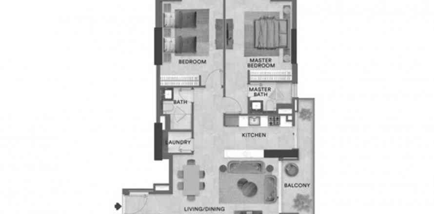 Floor plan «2BR», 2 bedrooms, in Urban Park Residences