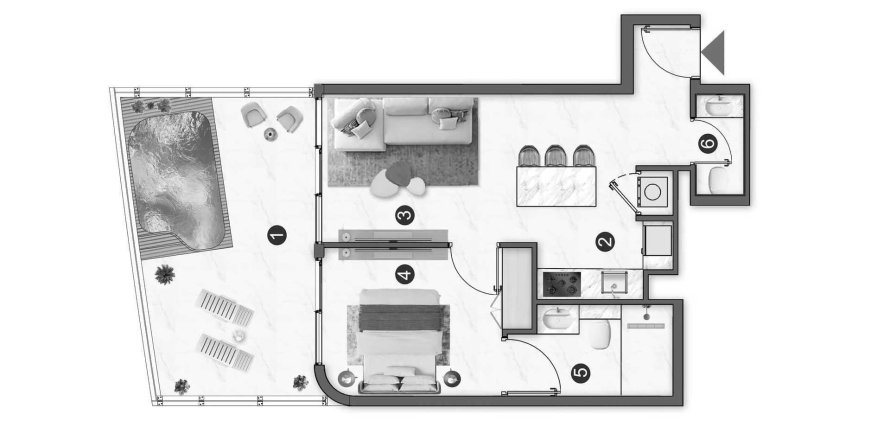 阿联酋 Dubai Jumeirah Village Triangle 公寓 1 卧, 73.01 平方米 , 编号 713315