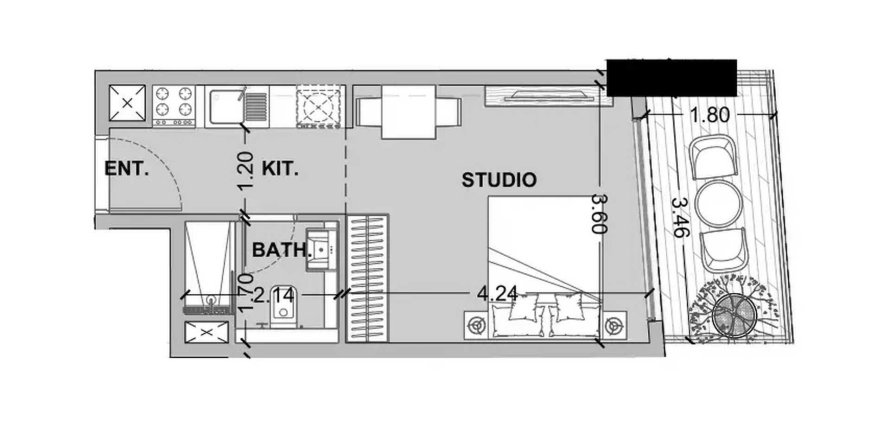 Apartemen di Celesto Tower 4 di Dubai Land, UEA 1 ruangan, 33.67 m2 nomor 705152