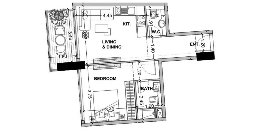Apartman u Celesto Tower 4 u gradu Dubai Land, UAE 1 spavaća soba, 55.9 m2 Br. 705154