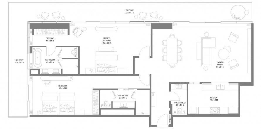 Apartman u Anantara Sharjah Residences u gradu Al Heerah, Sharjah, UAE 2 spavaće sobe, 238.67 m2 Br. 455130