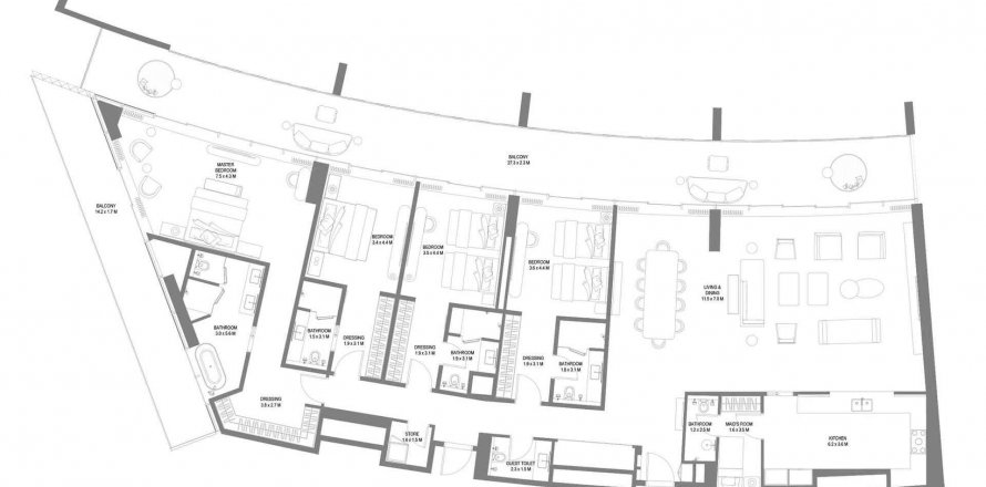 Пәтер Anantara Sharjah Residences, Al Heerah, Шарджа, БАӘ-да 4 жатын бөлмелер, 409.52 м² № 455134