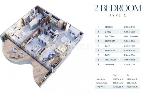 Leilighet til salgs i Al Marjan Island, Ras Al Khaimah, Emiratene 3 soverom, 311 kvm Nr. 535534 - Foto 22