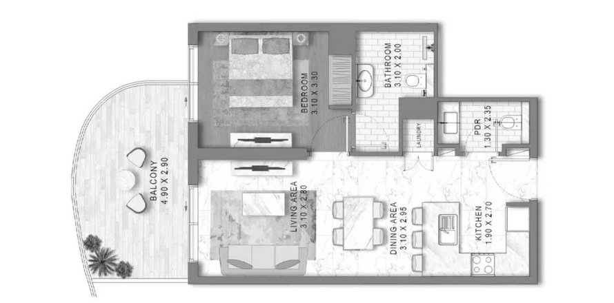 Квартира в Valencia в Golf City, Дубай, ОАЭ 2 комнаты, 70.7м2 № 691600