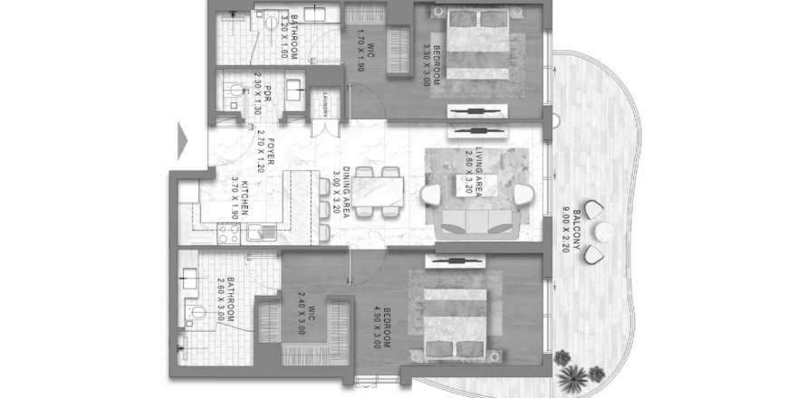 Apartment sa Valencia sa Golf City, Dubai, UAE 2 silid-tulugan, 115.4 sq.m. № 691604