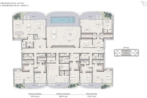 Penthouse lakás az OCEAN HOUSE lakóparkban itt: Palm Jumeirah, Dubai, EAE, 5 hálószoba, 1304 m², azonosító: 704878 - fénykép 11