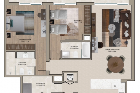 Apartment til salg i Dubai, UAE 2 soveværelser, 139 kvm № 598611 - foto 10