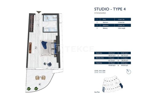 Apartment sa Ras Al Khaimah, UAE 1 silid, 47 sq.m. № 693313 - larawan 14