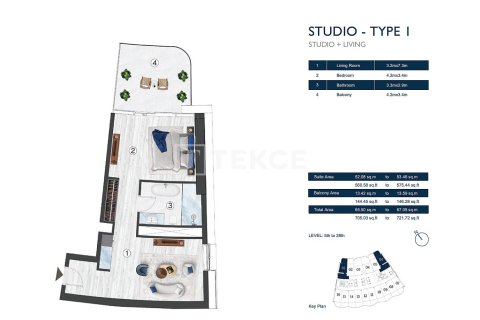 Apartment sa Ras Al Khaimah, UAE 1 silid, 47 sq.m. № 693313 - larawan 11
